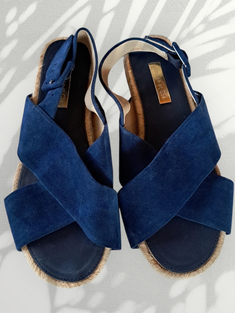 Louise et Cie Navy Suede Crisscross Slingback Sandals